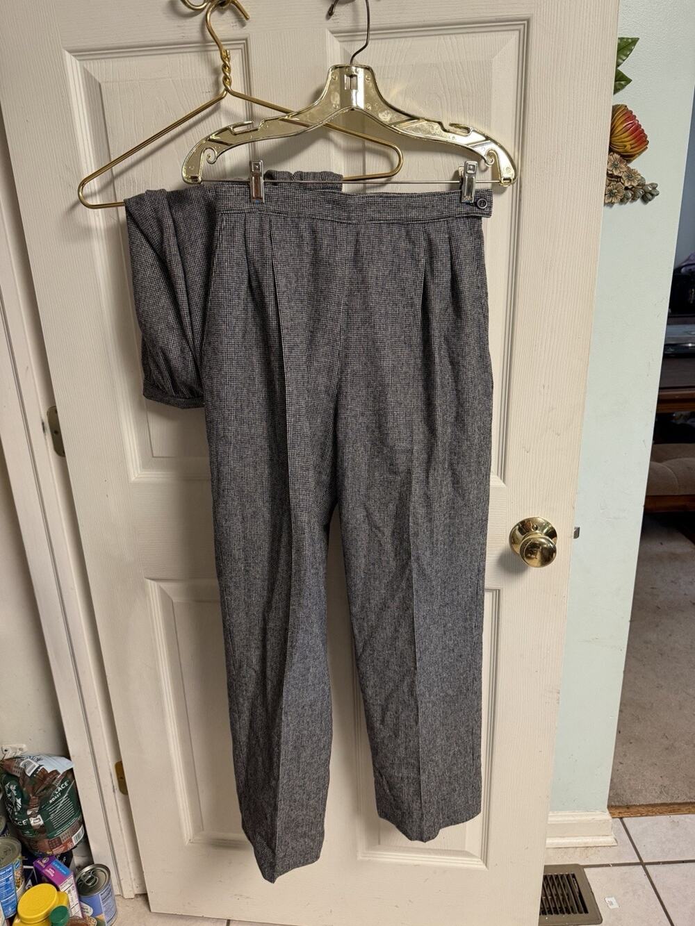 90s Pendleton Virgin Wool Houndstooth High Waisted Pants 27x27 And Skirt 28x26